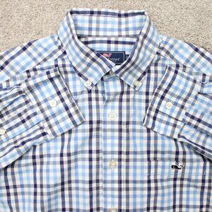 Vineyard Vines Shirt Mens Medium Blue‎ Slim Fit Tucker Cotton Long Sleeve Button